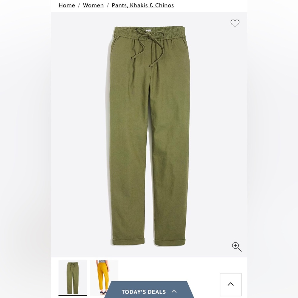 J.Crew Factory linen-cotton drawstring pant size 6 NWT